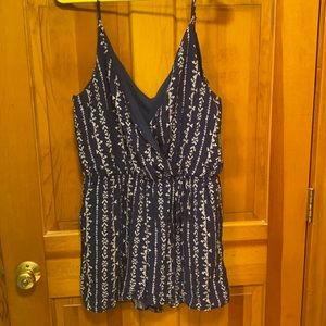Navy romper with white pattern